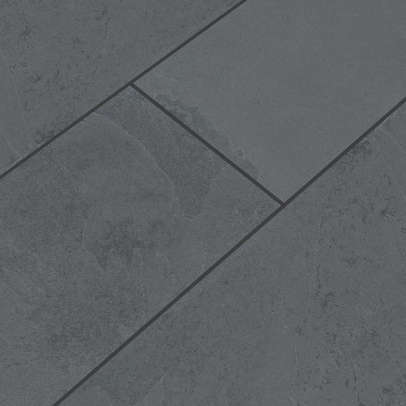 Montauk black 4 in x12 in gauged slate floor and wall tile SMONBLK412G product shot tile profile view