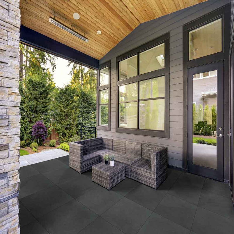 Montauk blue 24 in x 24 in gauged slate floor and wall tile SMONBLU2424G product shot outdoor view