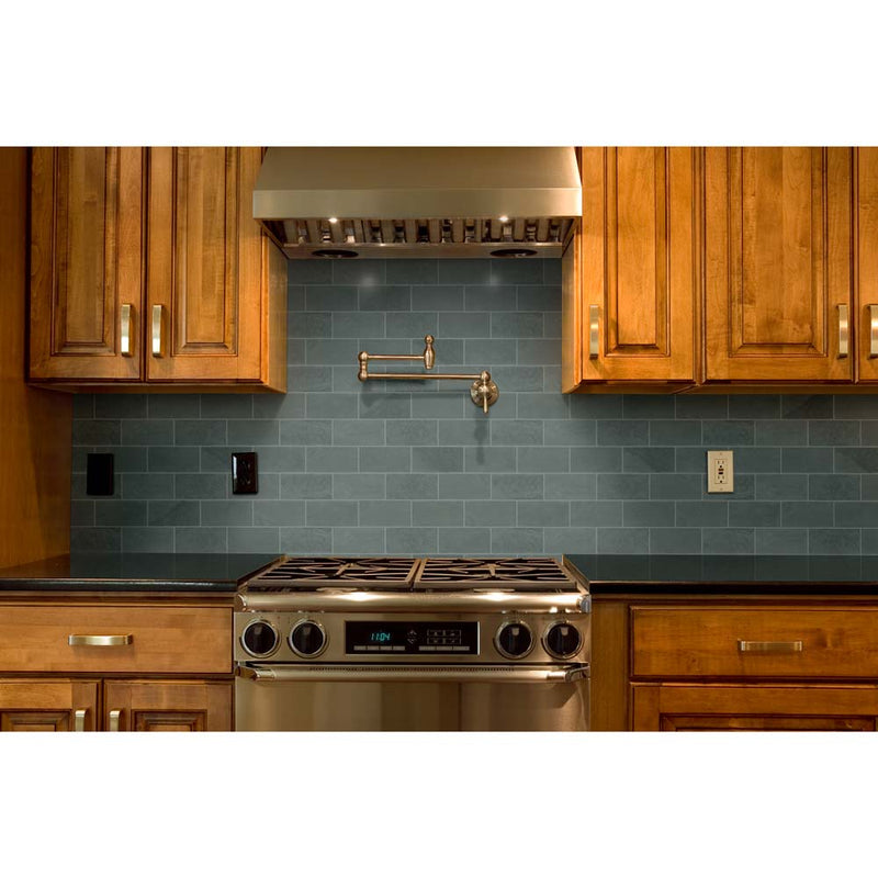 Montauk blue 3 in x 6 in gauged slate floor and wall tile SMONBLU36G product shot tile kitchen view