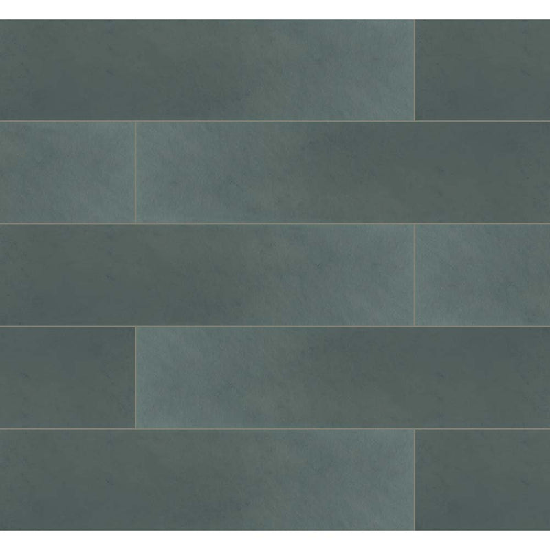 Montauk blue 6 in x 24 in gauged slate floor and wall tile SMONBLU624G product shot multiple tiles angle top view