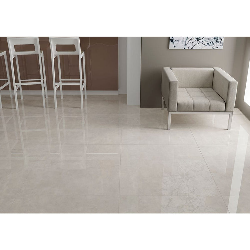 Monza cemento 35x35 polished porcelain floor and wall tile NMONCEM3535P product shot floor view