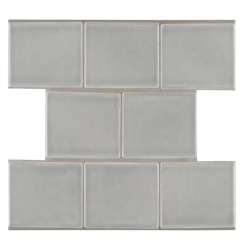 Morning fog 3x6 handcrafted glossy ceramic gray subway tile SMOT-PT-MOFOG36 product shot profile view
