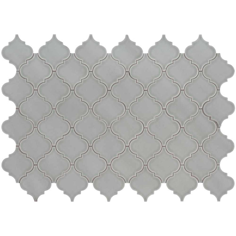 Morning fog arabesque 10.83X15.5 ceramic mesh monted mosaic tile SMOT-PT-MOFOG-ARABESQ product shot multiple tiles top view
