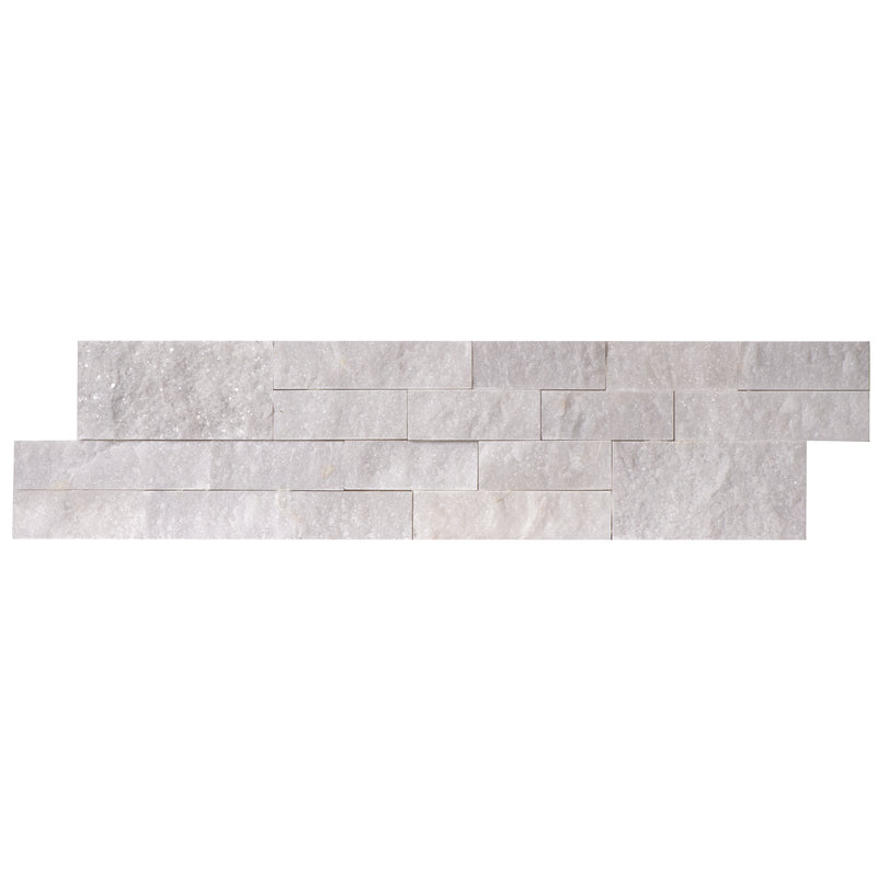 Mugla White Marble Ledger Panel 6x24 split-face Natural Marble Wall Tile top view