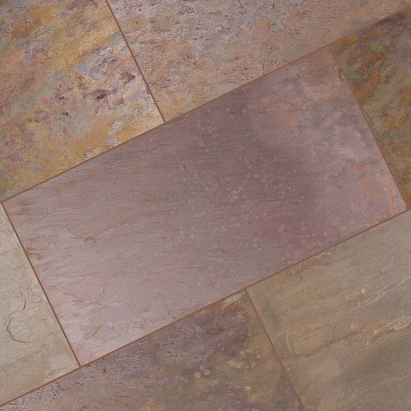 Multi classic 12 in x 24 in gauged slate floor and wall tile SMCLAS1224G product shot multiple tiles angle view
