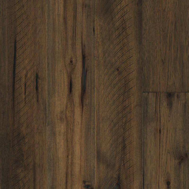 Multilayer engineered wood 75 wide 38 thick hickory kerf sawn  handscraped cerry brown E281 EF legend collection product shot wall view