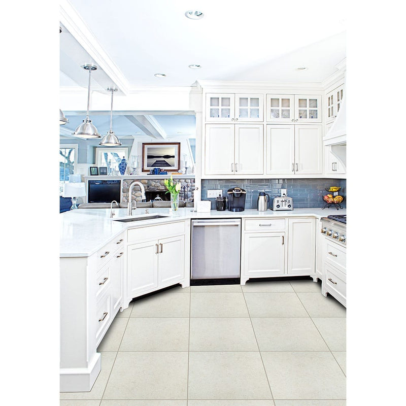 Myra ivory 24x24 matte porcelain floor and wall tile NMYRIVO2424 product shot kitchen view