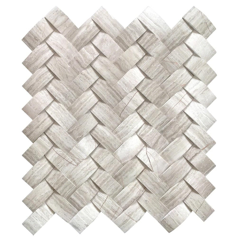 Mystic cloud arched herringbone 12X12 honed marble mesh mounted mosaic tile SMOT-ARCH-MC-HBH product shot one tile top view