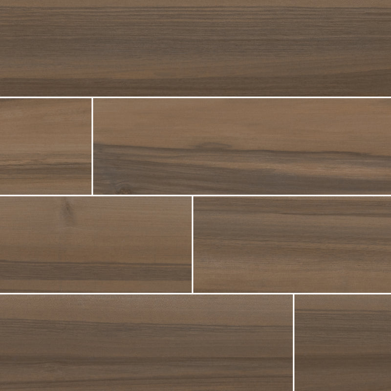 Acazia Koa 6"x36" Ceramic Matte Floor And Wall Tile room product shot wall view