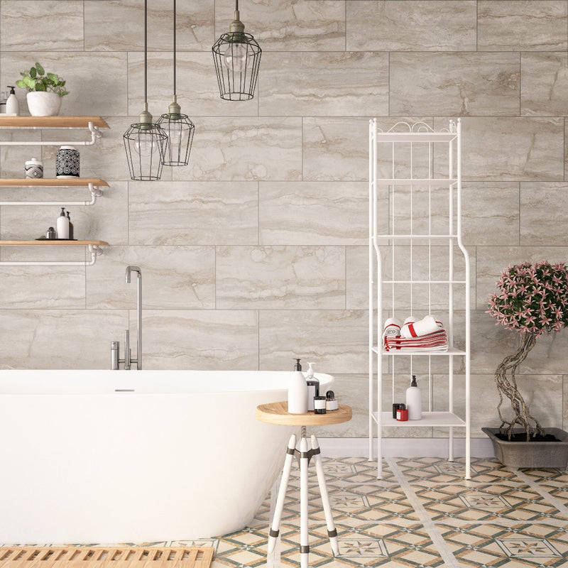Bernini Camo 12"x24" Polished Porcelain Floor and Wall Tile bathroom view