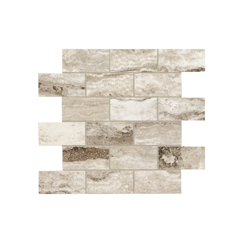 Berniini Camo 12"x12" Polished Porcelain Mesh-Mounted Mosaic Tile product shot profile view