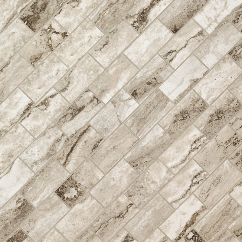 Berniini Camo 12"x12" Polished Porcelain Mesh-Mounted Mosaic Tile product shot angle view