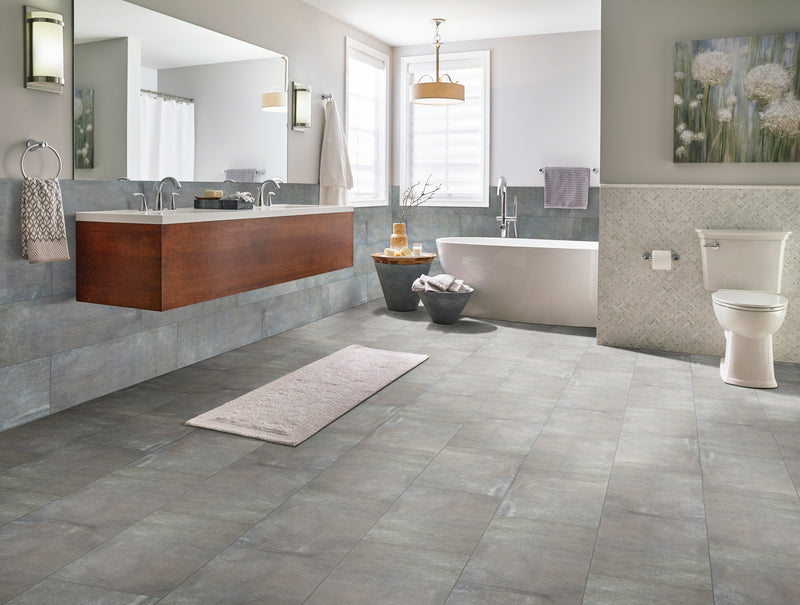 Cemento Napoli 12"x24" Matte Porcelain Floor and Wall Tile room shot bathroom view