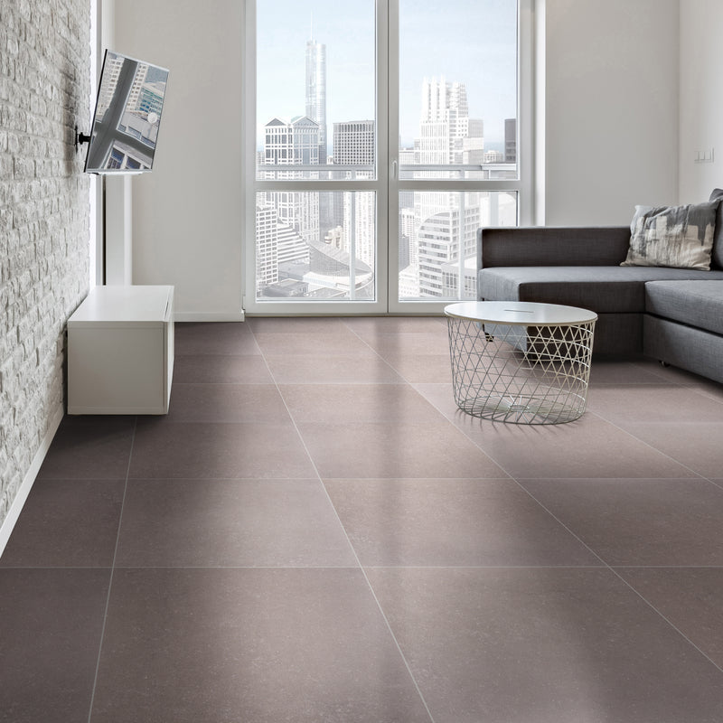 Dimensions Concrete Matte Porcelain Floor and Wall Tile - MSI Collection product shot living room view