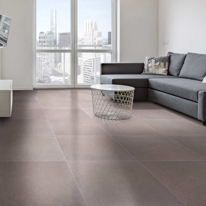 Dimensions Concrete Matte Porcelain Floor and Wall Tile - MSI Collection product shot living room view