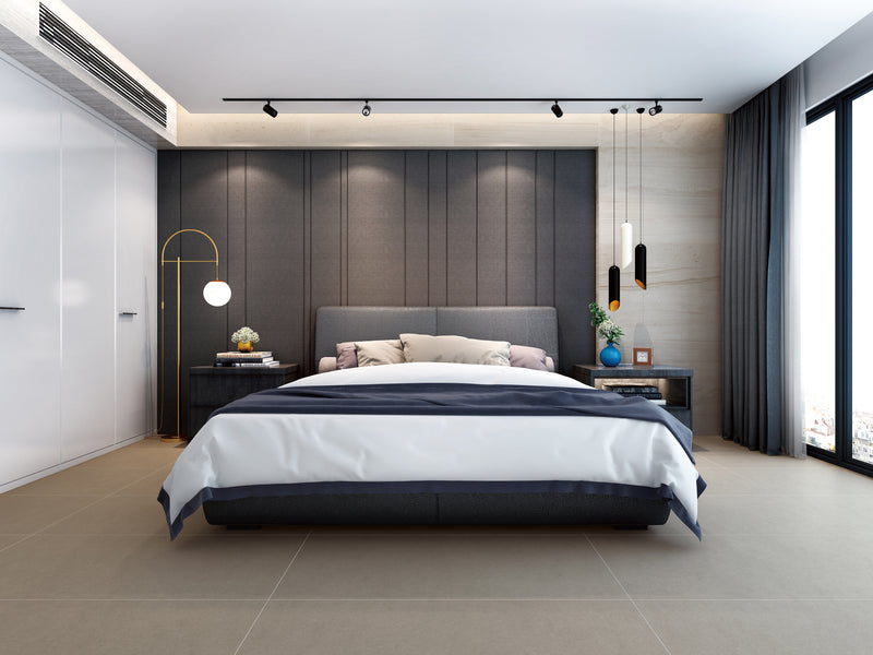 Dimensions Concrete Matte Porcelain Floor and Wall Tile - MSI Collection product shot bedroom view 2