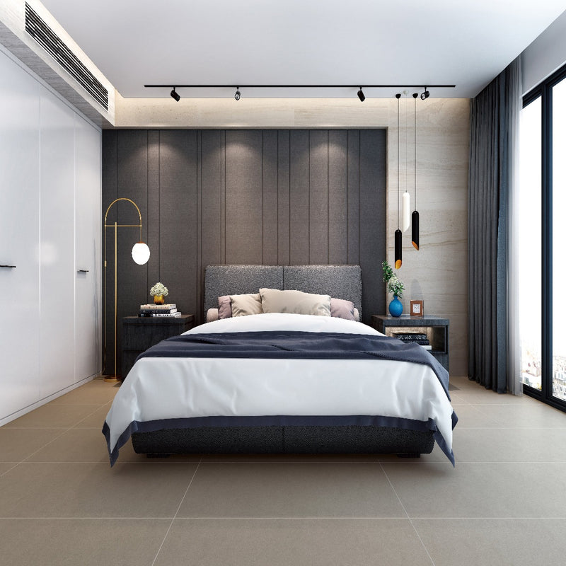 Dimensions Concrete Matte Porcelain Floor and Wall Tile - MSI Collection product shot bedroom view