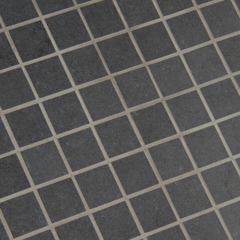 Dimensions Graphite 12"x12" Matte Porcelain Mesh-Mounted Mosaic Tile product shot angle view