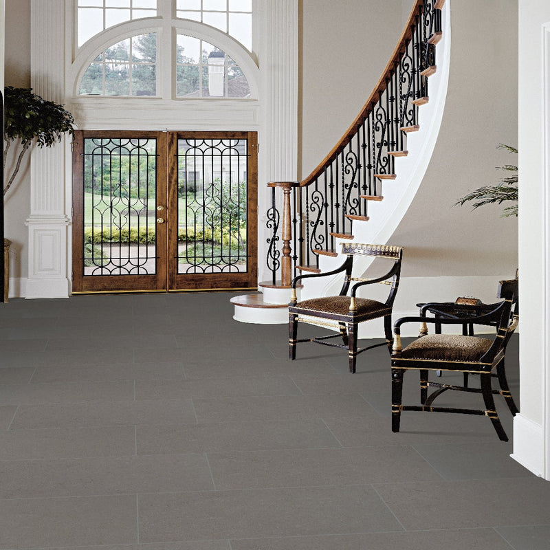 MSI Dimensions Gris Matte Porcelain Floor Wall Tile - MSI Collection product shot staircase view