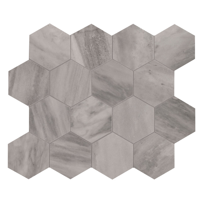 Eden Bardiglio 12"x12" Matte 3" Hexagon Porcelain Mosaic Tile product shot profile view
