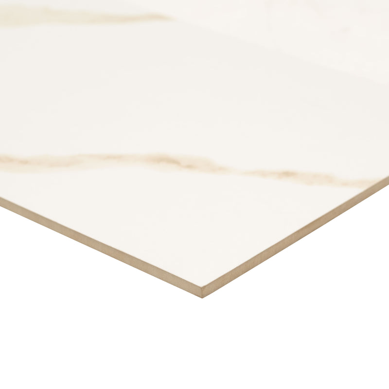Eden calacatta 12 in x 24 in polished NEDECAL1224P porcelain floor and wall tile product shot profile view 2