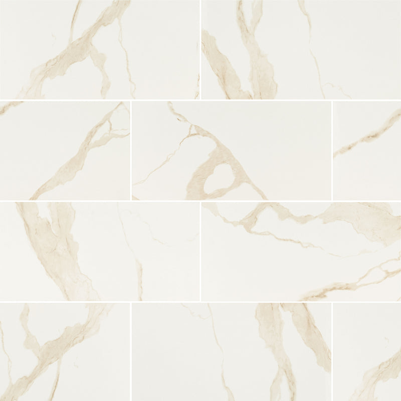 Eden calacatta 24 in x 48 in polished NEDECAL2448P porcelain floor and wall tile product shot wall view