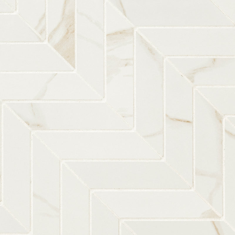 Eden Calcatta 12"x15" Chevron pattern Matte Porcelain Mosaic Tile product shot angle view