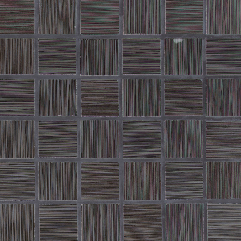 Focus Graphite 12"x12" Matte Porcelain Mesh-Mounted Mosaic Tile product shot wall view