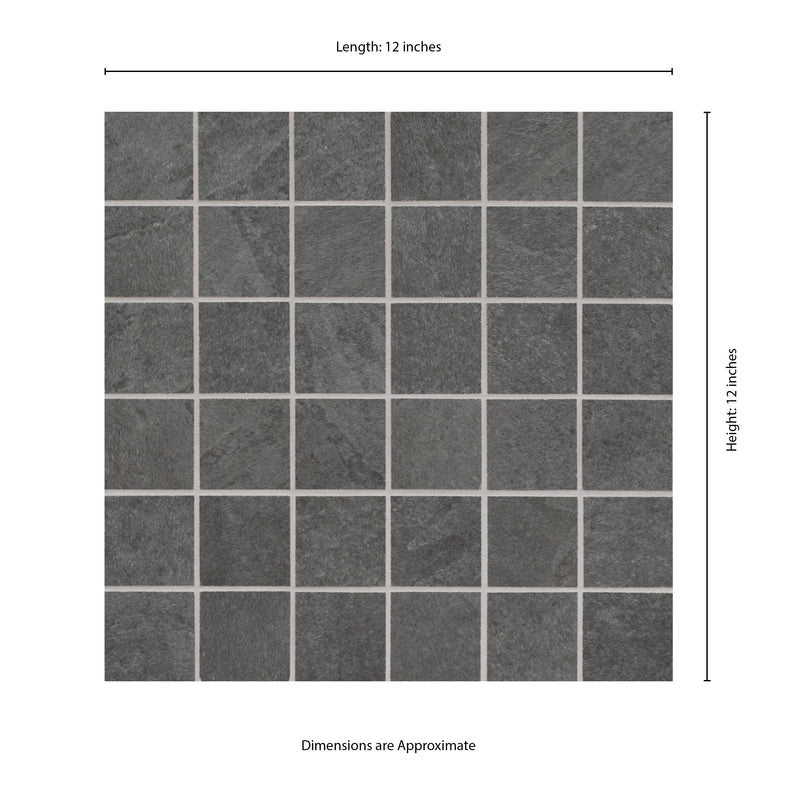 Legions Midnight Montage 12"x12" Matte Porcelain Floor And Wall Tile product shot measurement view