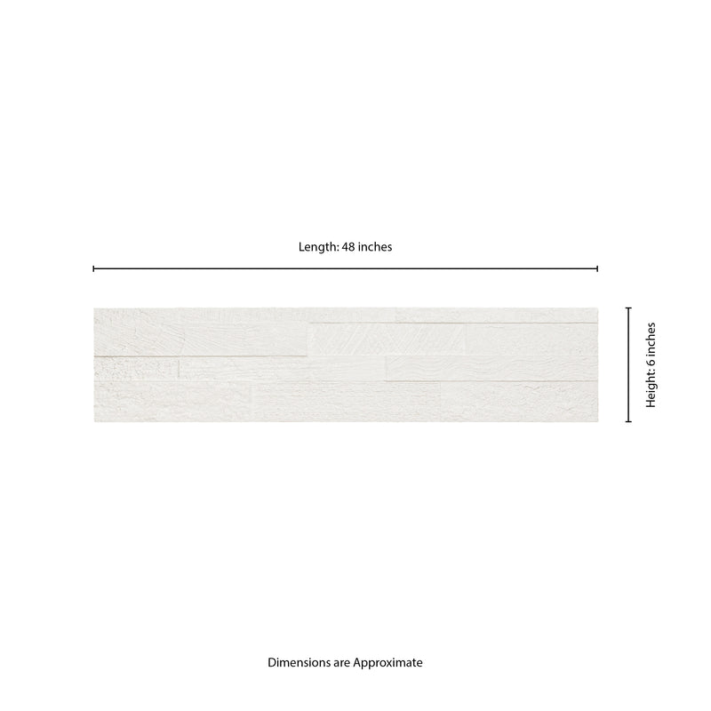 Nora Ice 6"x24" Porcelain Ledger Matte Wall Tile - MSI Collection product shot measurement view