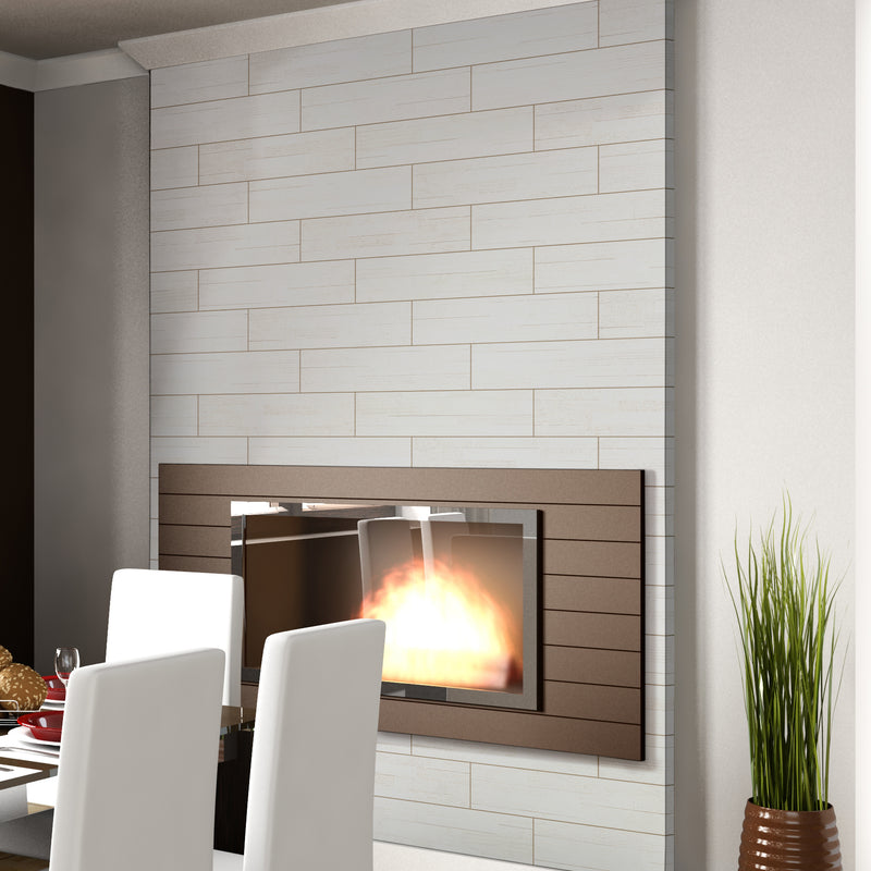 Nora Ice 6"x24" Porcelain Ledger Matte Wall Tile - MSI Collection room shot living room view  2