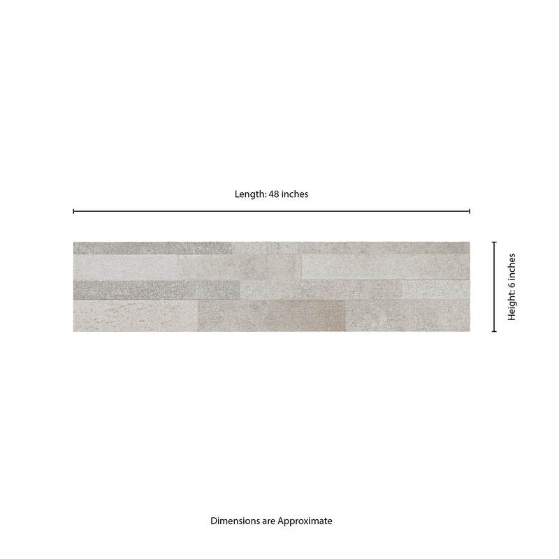 Nora Sterling 6"x24" Porcelain Ledger Matte Wall Tile - MSI Collection product shot measurement view
