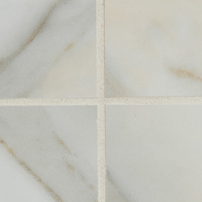 Pietra Calacatta 12"x12" Polished Porcelain Mesh-Mounted Mosaic Tile product shot wall closeup view