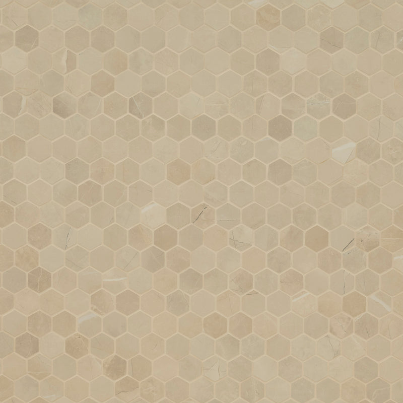 Sande Cream 12"x12" Matte 2" Hexagon Porcelain Mesh-Mounted Mosaic Tile product shot profile  view 2