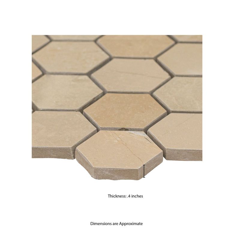 Sande Cream 12"x12" Matte 2" Hexagon Porcelain Mesh-Mounted Mosaic Tile product shot profile view 2