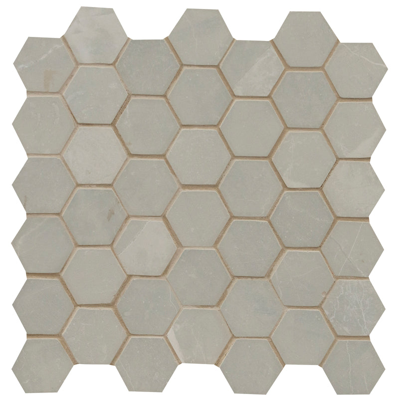 Sande Gray 12"x12" Matte  2" Hexagon Porcelain Mosaic Tile product shot tile view