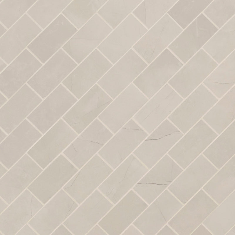 Sande Ivory 12"x12" Polished Porcelain Mosaic Tile - MSI Collection product shot angle view
