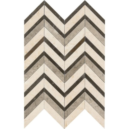 Heritage, Heartmere, Centennial 16"x11 7/8" Honed Chevron Fusion Limestone Mosaic Tile product shot angle view