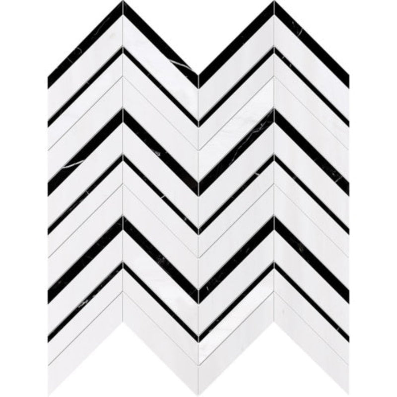 White and Black Honed Dunbar Marble Mosaic 16"x11 7/8" - Checkerboard Collection product shot wall view