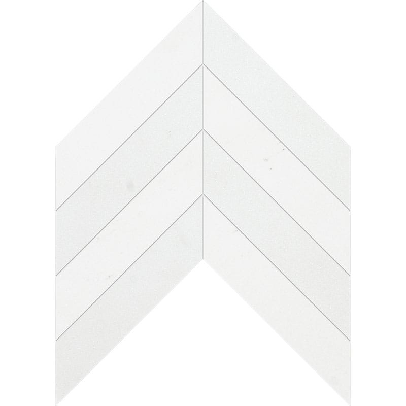 Chevron Winslow White 13"x10" Polished Marble Waterjet Decos product shot wall view