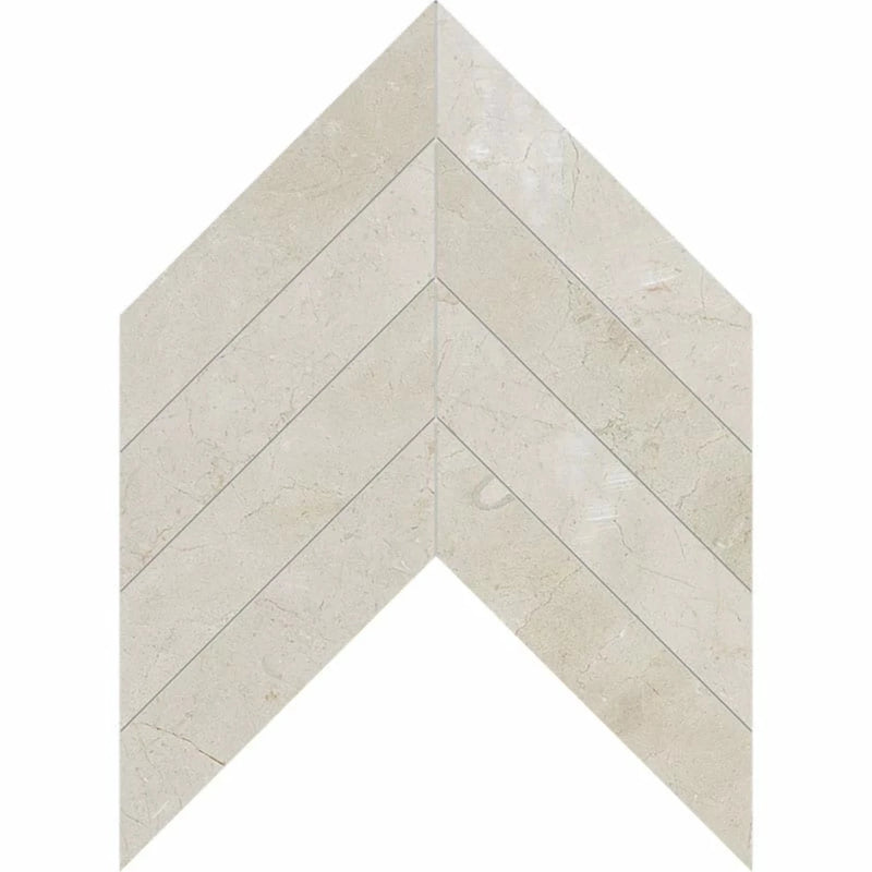 Chevron Crema Marfil 13"x10" Polished Marble Waterjet Decos product shot tile view