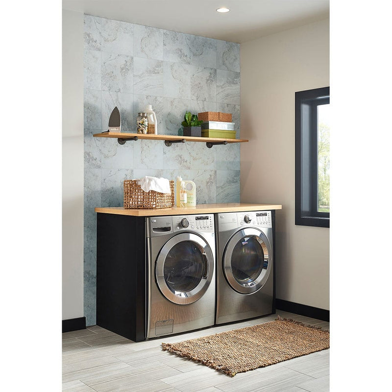 Napa gray 12x12 glazed ceramic floor and wall tile NNAPGRA1212 product shot laundry room view