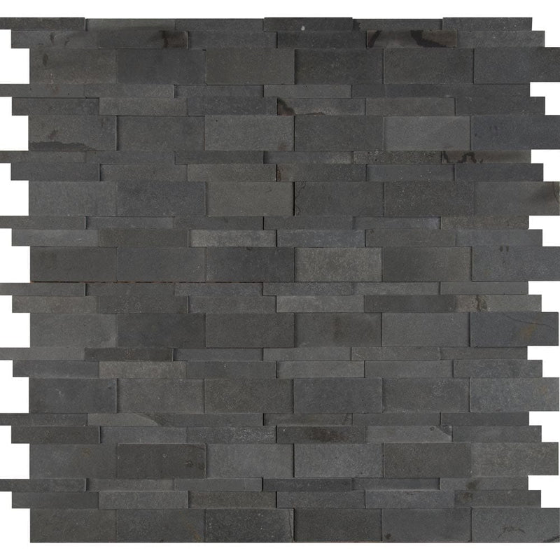 Neptune 3D 12X12 honed basalt mesh mounted mosaic tile SMOT-BSLTB-3DH product shot multiple tiles top view
