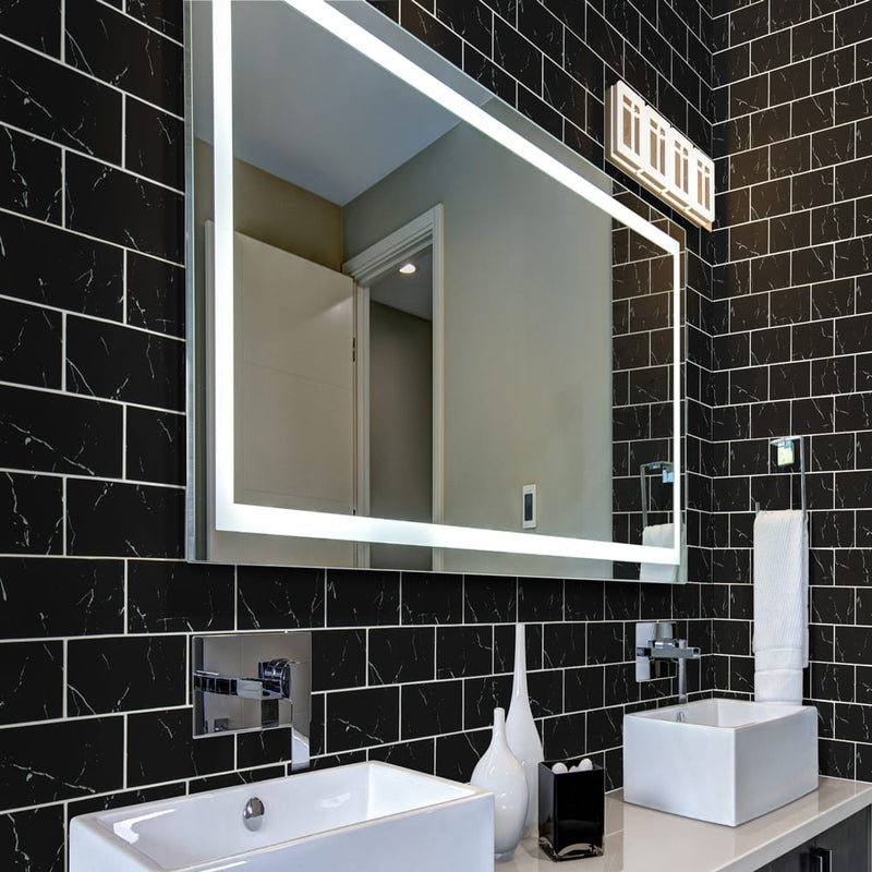Nero marquina 3x6 matte glass wall tile SMOT-GL-T-NERMAR36 product shot bathroom wall view