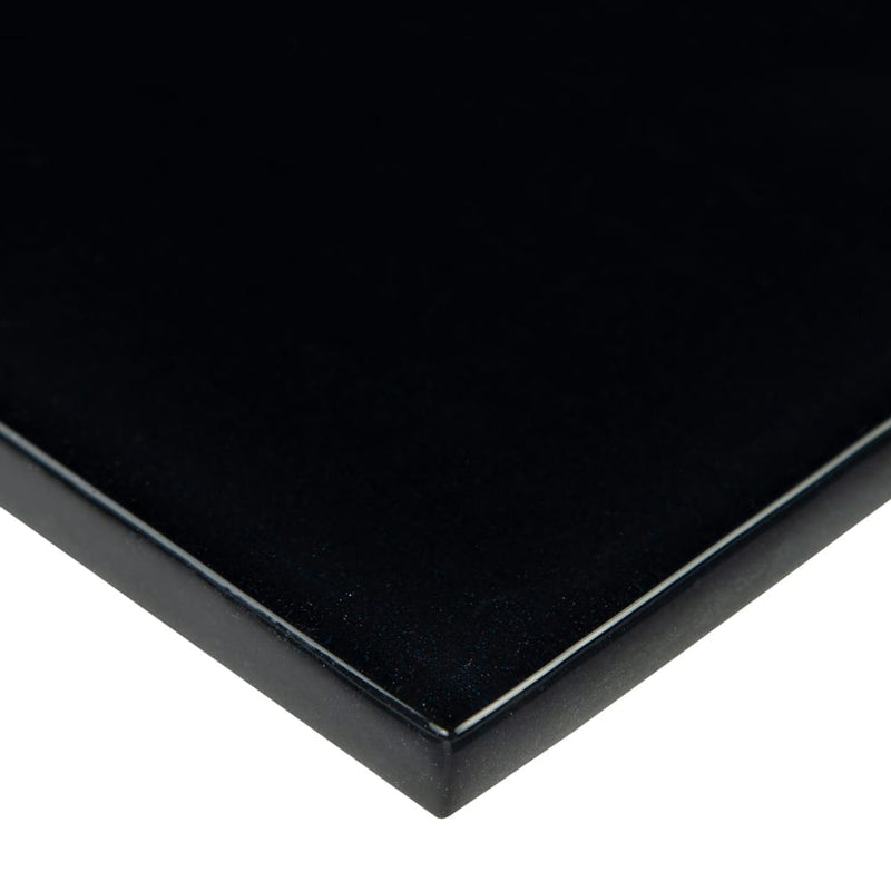 Nero marquina 3x6 matte glass wall tile SMOT-GL-T-NERMAR36 product shot profile view