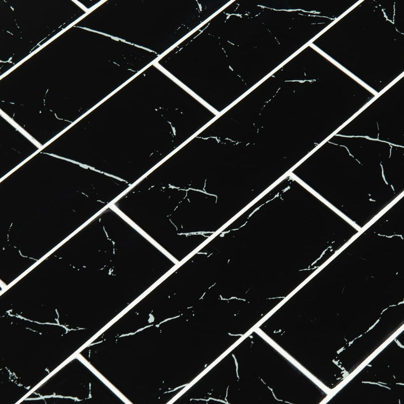 Nero marquina 3x9 matte glass black subway tile SMOT GL T NERMAR39 product shot angle view