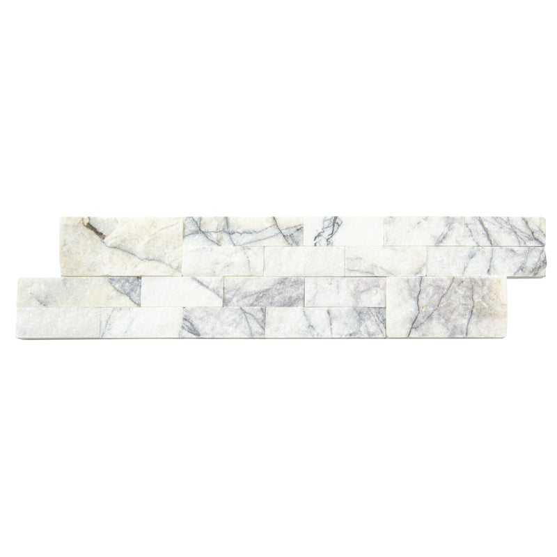 New York White Marble Ledger Panel 6x24 Natural Marble Splitface Wall Tile top view