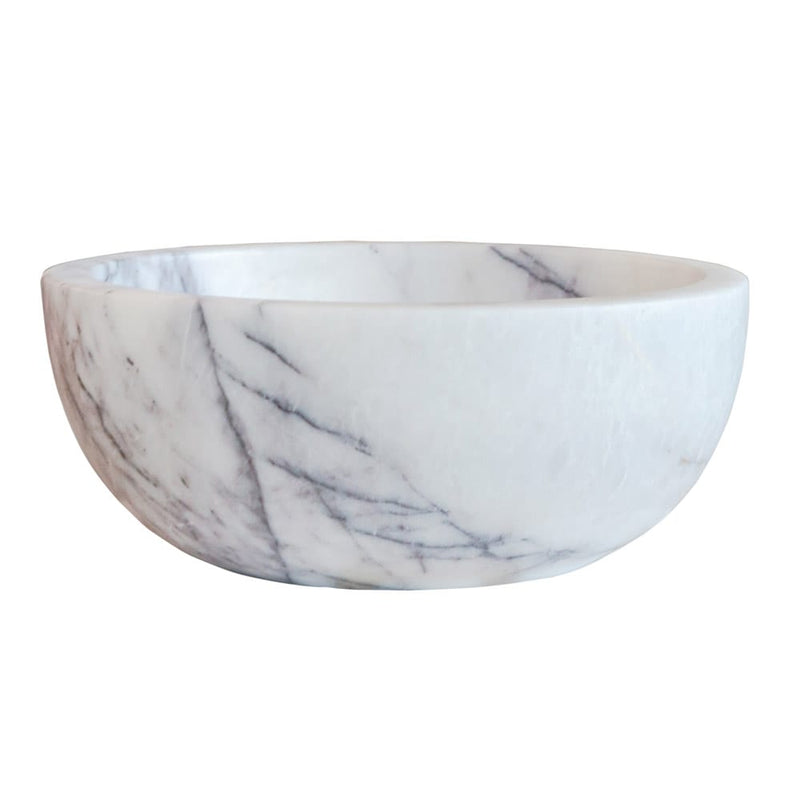 New York White Marble Round Bathroom Above Vanity Sink Polished (D)12" (H)5" side view