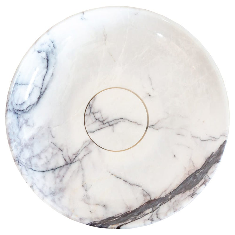 Newyork white marble round sink NTRVS23New York Marble Natural Stone Round Above Vanity Bathroom Sink Polished (D)15.5" (H)4.5" top view