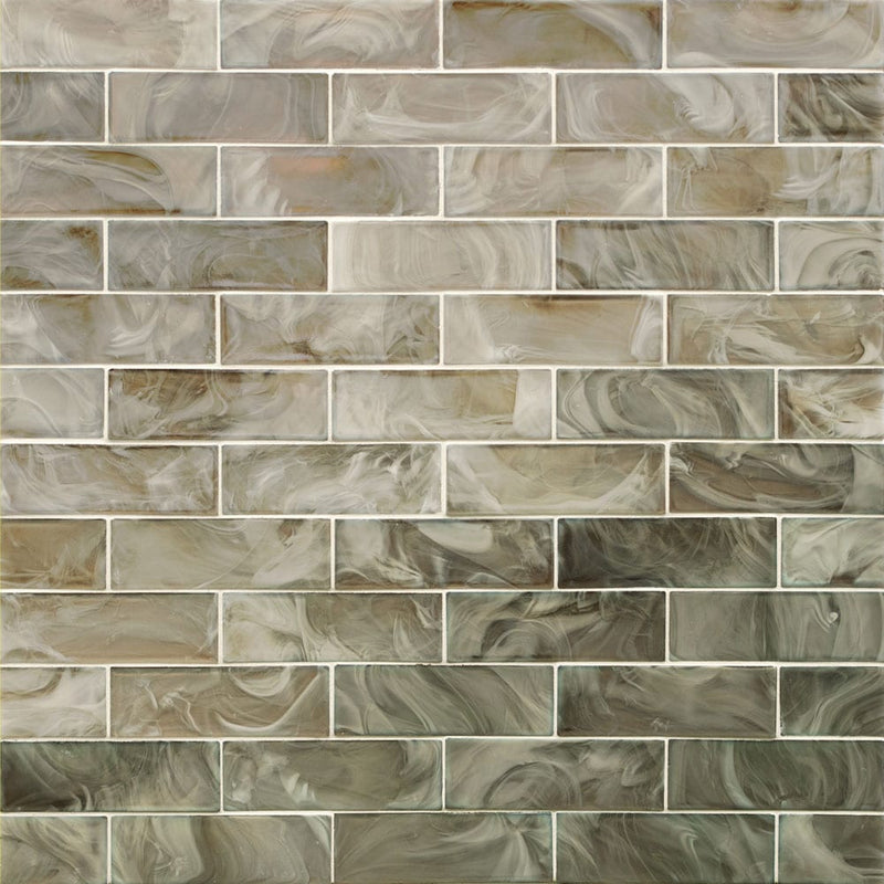Opalina 11.75" x 11.75" glass mesh-mounted mosaic tile SMOT-GLSST-CHAMP6MM product shot wall view